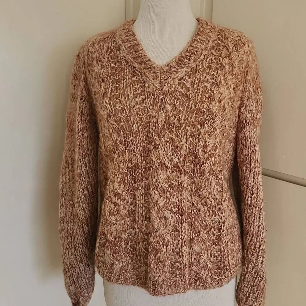 Vintage Handmade Wool Mohair Blend Sweater Pumpkin Spice Color,  M